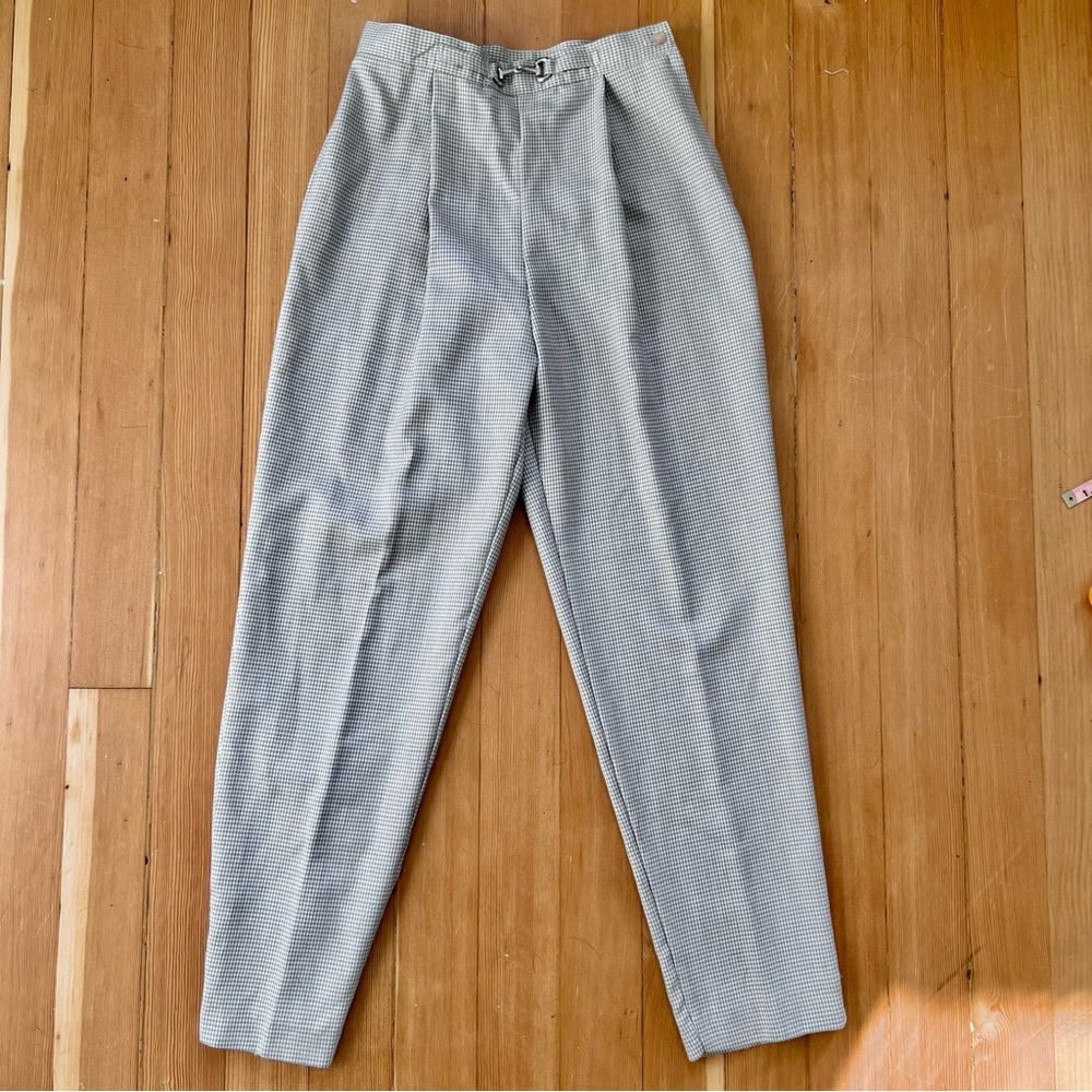 Vintage 80s/90s tan white micro houndstooth trousers 10